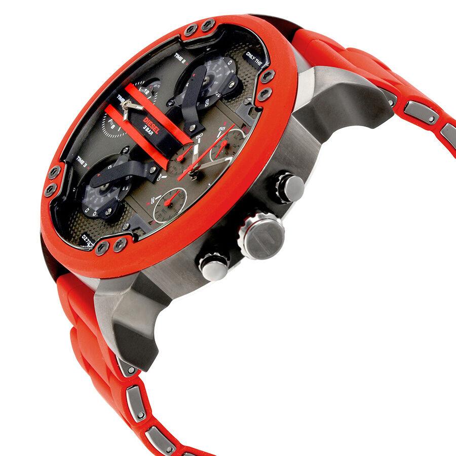 Diesel Mr Daddy 2.0 Black Dial Red Stainless Steel Watch For Men - DZ7370 Watches Diesel   