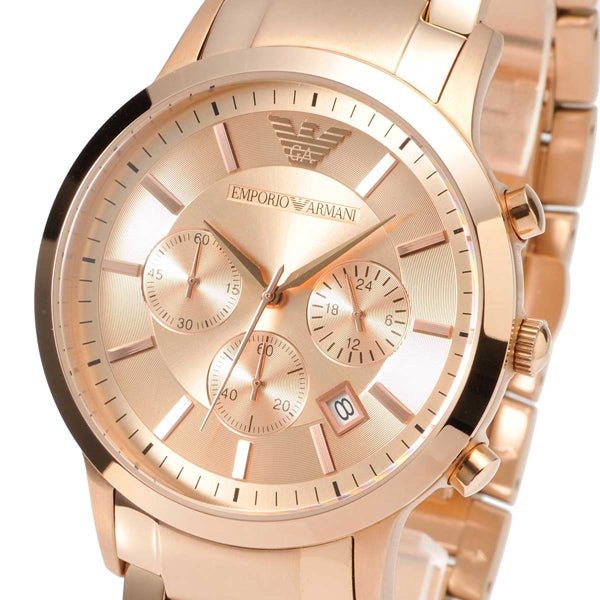 Emporio Armani Classic Rose Gold Chronograph Stainless Steel Watch For Men - AR2452 Watches Emporio Armani   