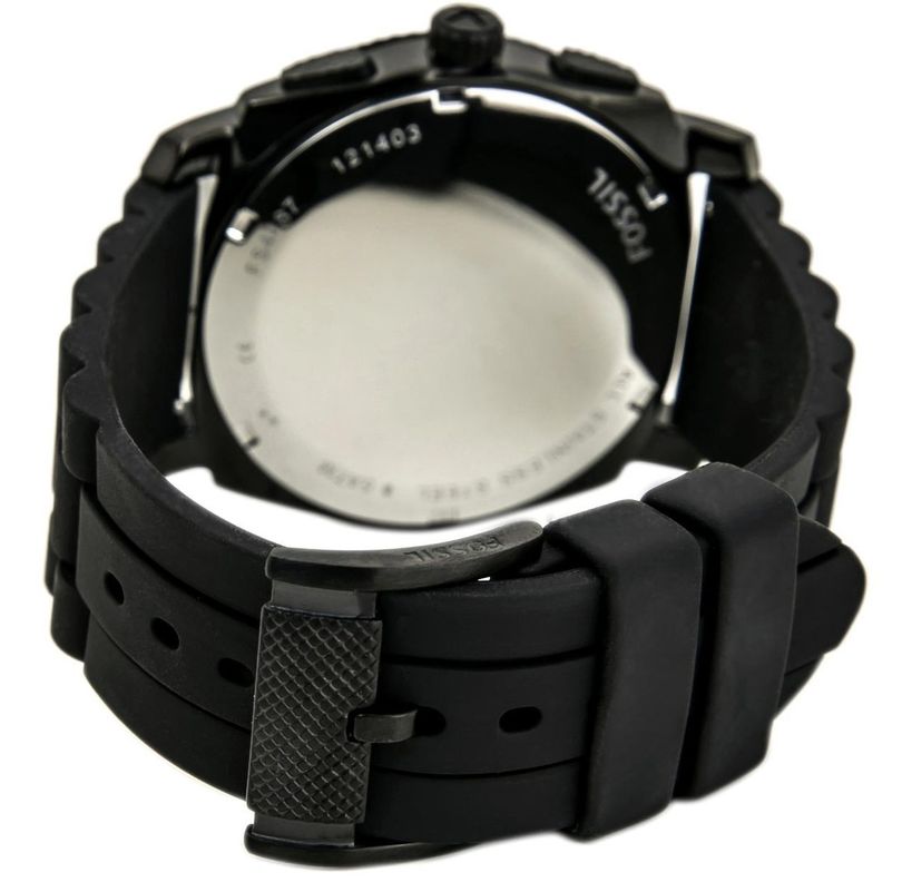 Fossil Machine Chronograph Black Dial Black Silicone Strap Watch for Men - FS4487 Watches Fossil   