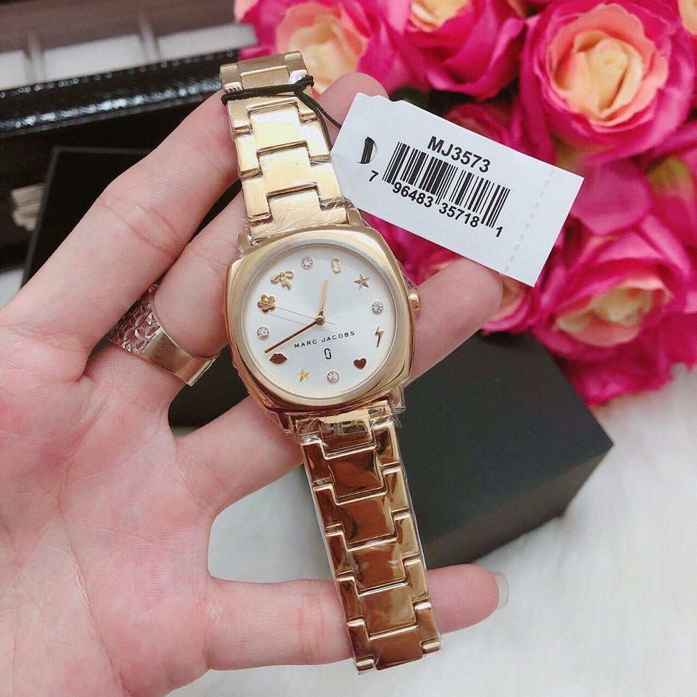 Marc Jacobs Mandy White Dial Gold Stainless Steel Strap Watch for Women - MJ3573 Watches Marc Jacobs   