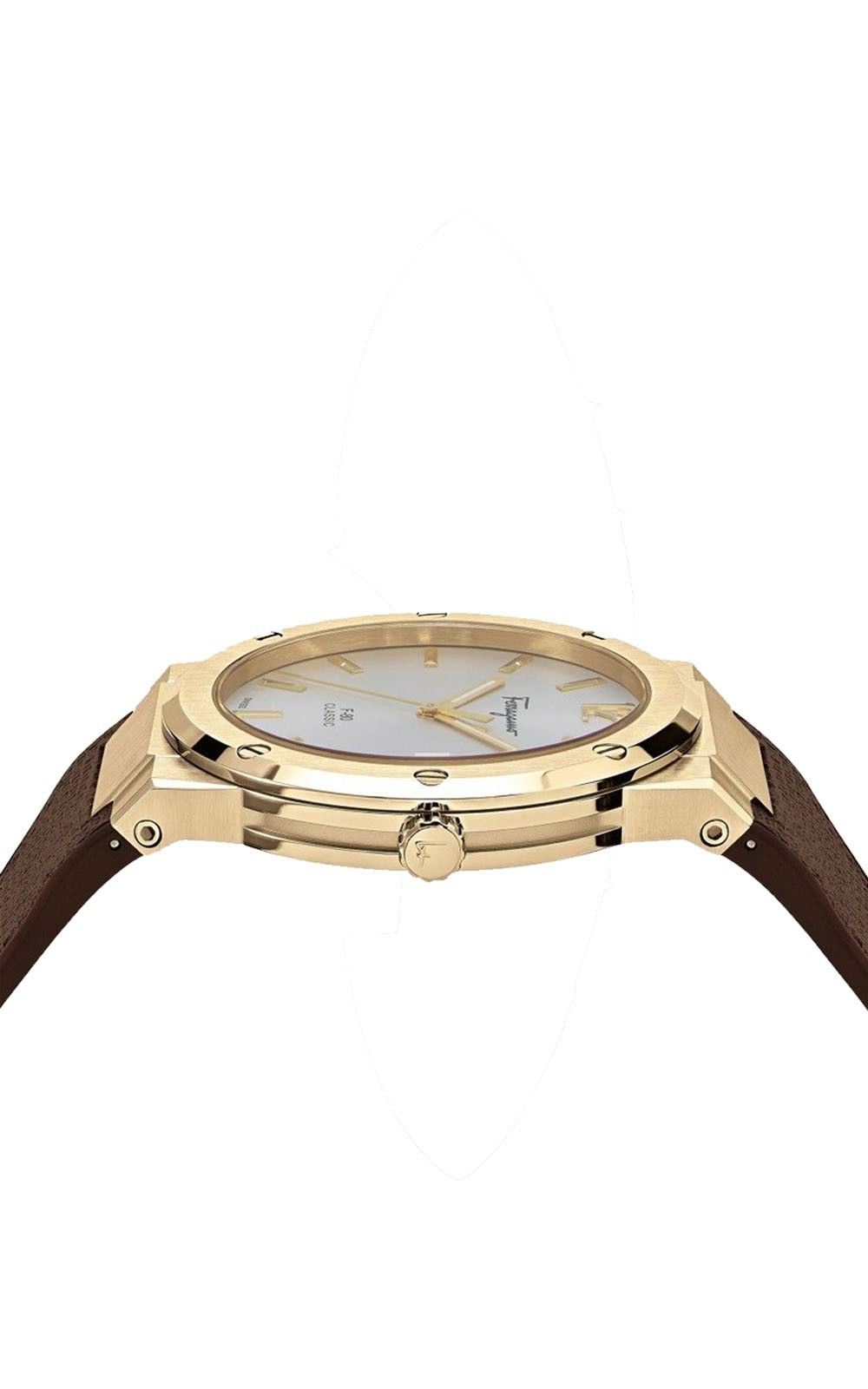 Salvatore Ferragamo Classic White Dial Brown Leather Strap Watch for Men - SFDT00819 Watches Salvatore Ferragamo   