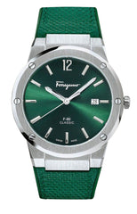Salvatore Ferragamo F-80 Classic Green Dial Green Leather Strap Watch for Men - SFDT00519 Watches Salvatore Ferragamo   