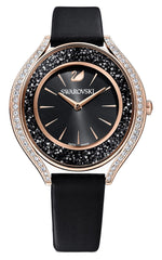 Swarovski Crystalline Aura Black Dial Black Leather Strap Watch for Women - 5558634 Watches Swarovski   