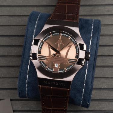 Maserati Potenza Brown Dial Brown Leather Strap Watch For Men - R8851108011 Watches Maserati   