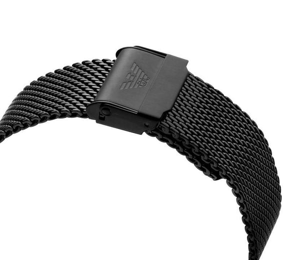 Emporio Armani Aviator Black Dial Black Mesh Bracelet Watch For Men - AR11142 Watches Emporio Armani   