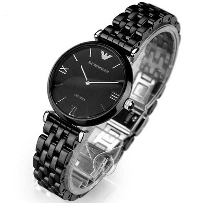 Emporio Armani Ceramica Black Dial Black Ceramic Strap Watch For Women - AR1487 Watches Emporio Armani   