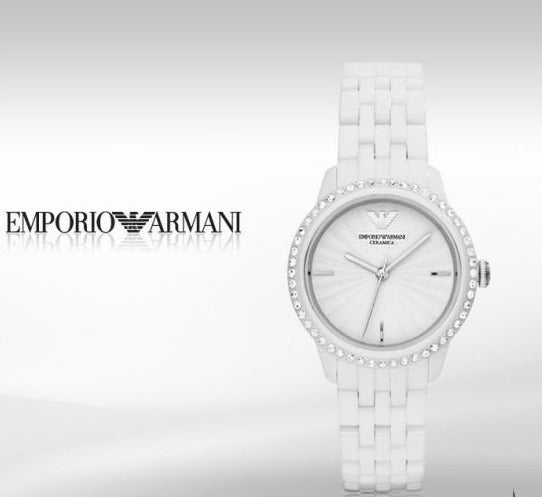 Emporio Armani Ceramic White Dial White Ceramic Bracelet Watch For Women - AR1477 Watches Emporio Armani   