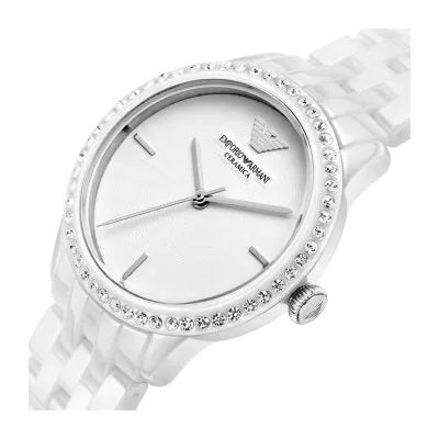 Emporio Armani Ceramic White Dial White Ceramic Bracelet Watch For Women - AR1477 Watches Emporio Armani   