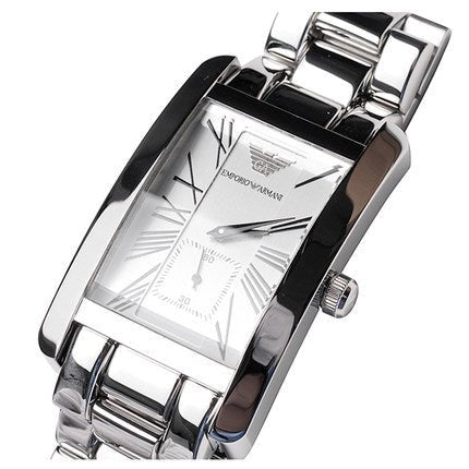 Emporio Armani White Dial Silver Stainless Steel Watch For Women - AR0146 Watches Emporio Armani   