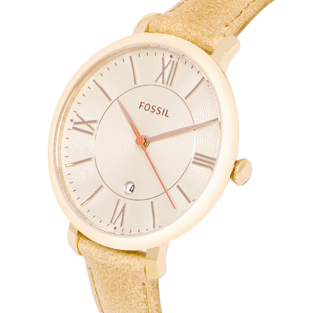 Fossil Jacqueline White Dial Sand Leather Strap Watch for Women - ES3487 Watches Fossil   