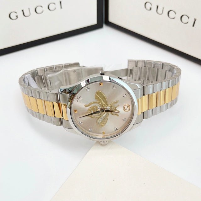 Gucci G Timeless Silver Dial Two Tone Steel Strap Watch For Women - YA1264131 Watches Gucci   