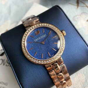 Swarovski Daytime Glittering Blue Dial Rose Gold Steel Strap Watch for Women - 5182277 Watches Swarovski   
