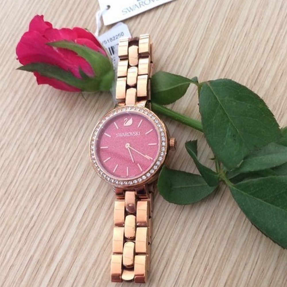 Swarovski Daytime Quartz Coral Dial Rose Gold Steel Strap Watch for Women - 5182250 Watches Swarovski   