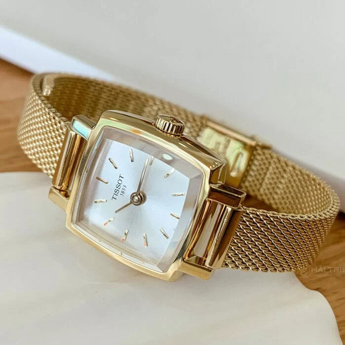 Tissot Lovely Square Gold Mesh Bracelet Watch For Women - T058.109.33.031.00 Watches Tissot   