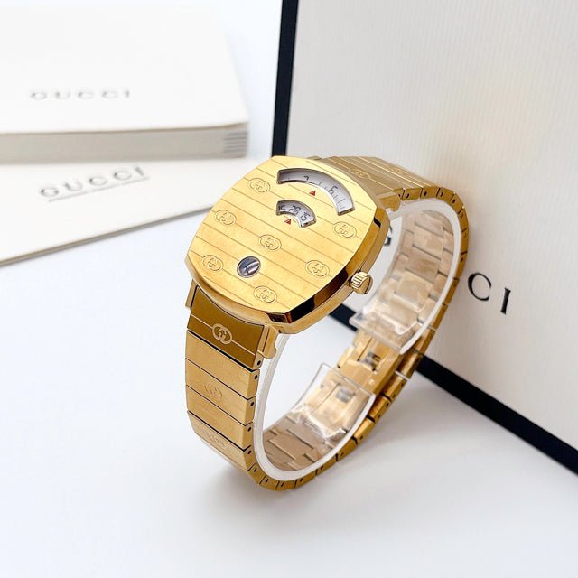 Gucci Grip Yellow Gold Dial Yellow Gold Steel Strap Unisex Watch -  YA157403 Watches Gucci   