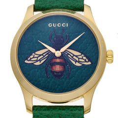 Gucci G Timeless Bee Green Dial Green Leather Strap Watch For Women - YA1264065 Watches Gucci   