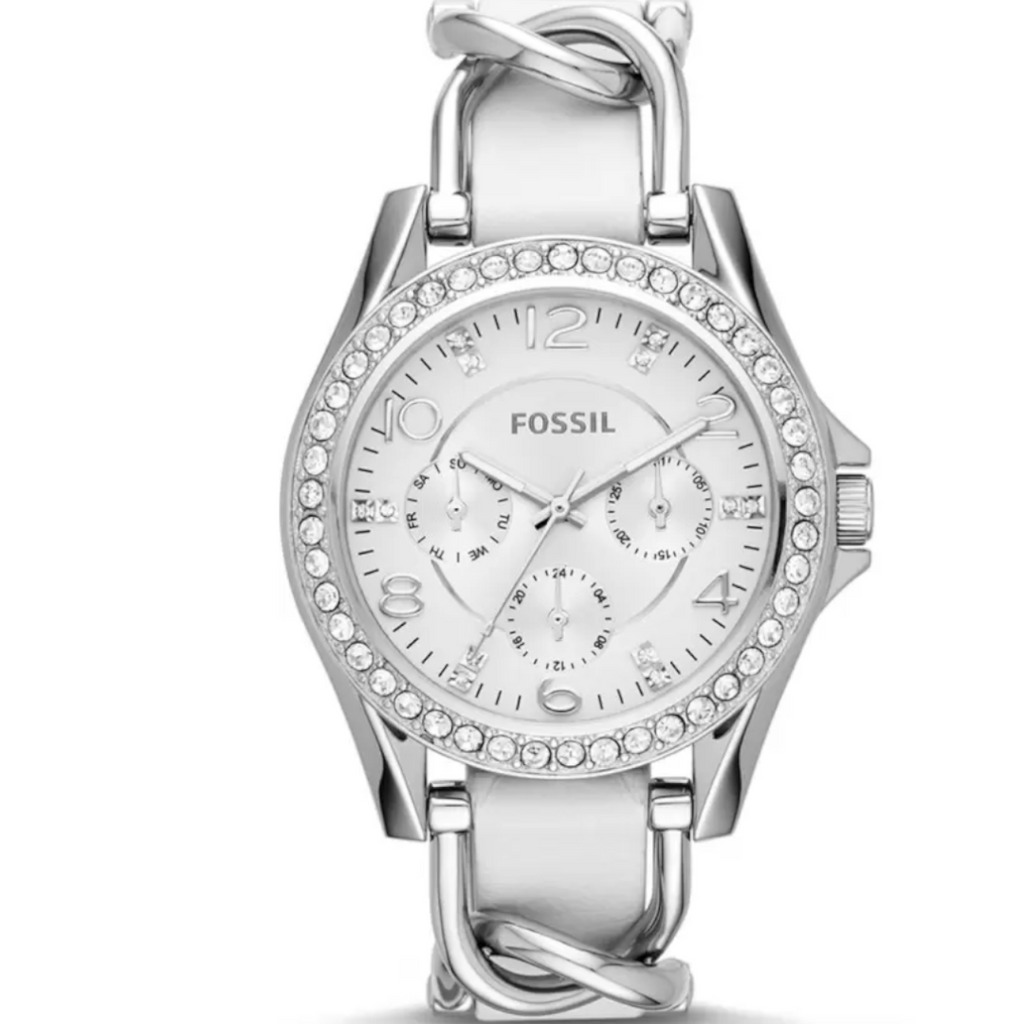 Fossil Riley Silver Dial Silver Steel Strap Watch for Women - ES3463 Watches Fossil   