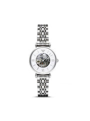 Emporio Armani Meccanico Mother of Pearl Dial Silver Stainless Steel Watch For Women - AR1991 Watches Emporio Armani   