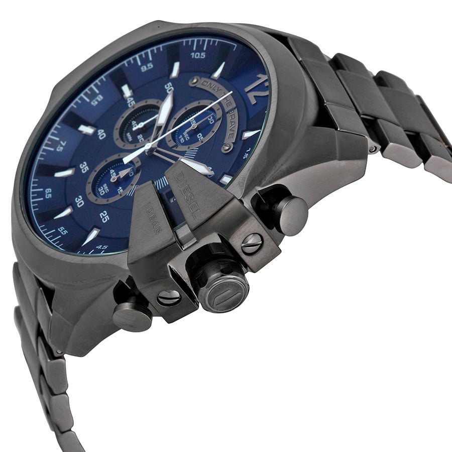 Diesel Mega Chief Chronograph Blue Dial Black Stainless Steel Watch For Men - DZ4329 Watches Diesel   