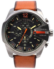 Diesel Mega Chief Quartz Chronograph Brown Leather Watch For Men - DZ4343 Watches Diesel   