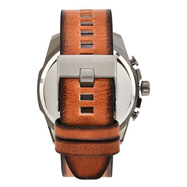 Diesel Mega Chief Quartz Chronograph Brown Leather Watch For Men - DZ4343 Watches Diesel   