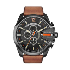 Diesel Mega Chief Quartz Chronograph Brown Leather Watch For Men - DZ4343 Watches Diesel   