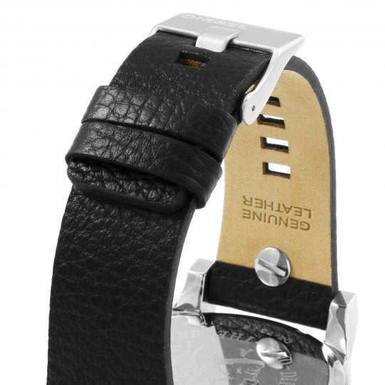 Diesel Mr Daddy Black Dial Black Leather Strap Watch For Men - DZ7313 Watches Diesel   