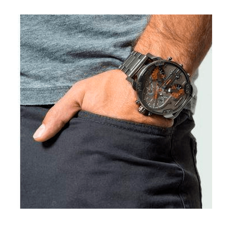 Diesel Mr Daddy 2.0 Chronograph Grey Dial Grey Stainless Steel Strap Watch For Men - DZ7315 Watches Diesel   