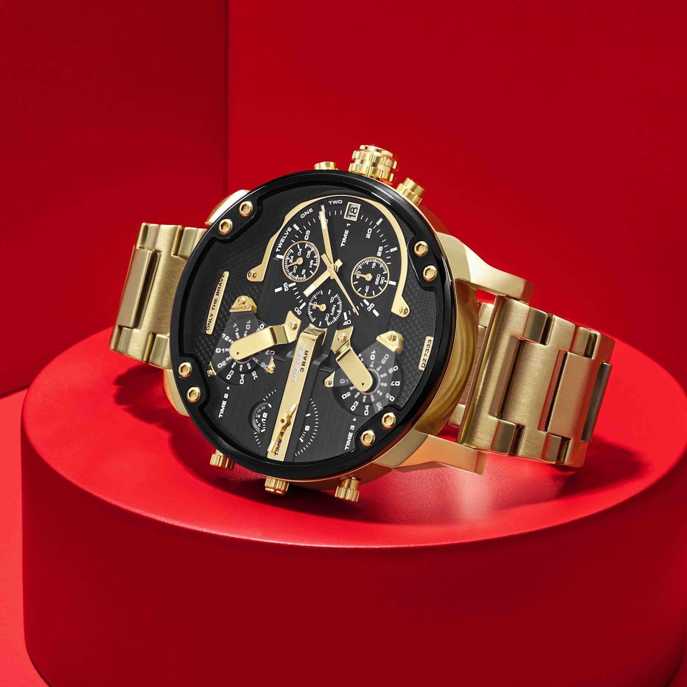 Diesel Mr Daddy 2.0 Black Dial Gold Stainless Steel Watch For Men - DZ7333 Watches Diesel   