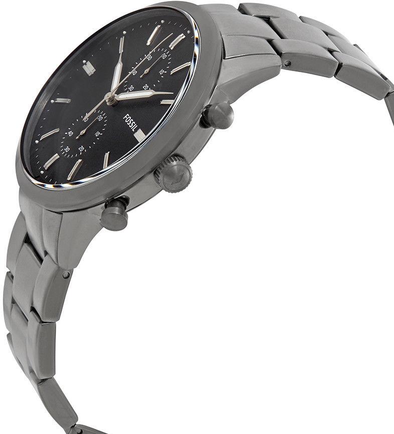 Fossil Townsman Chronograph Black Dial Silver Steel Strap Watch for Men - FS5349 Watches Fossil   