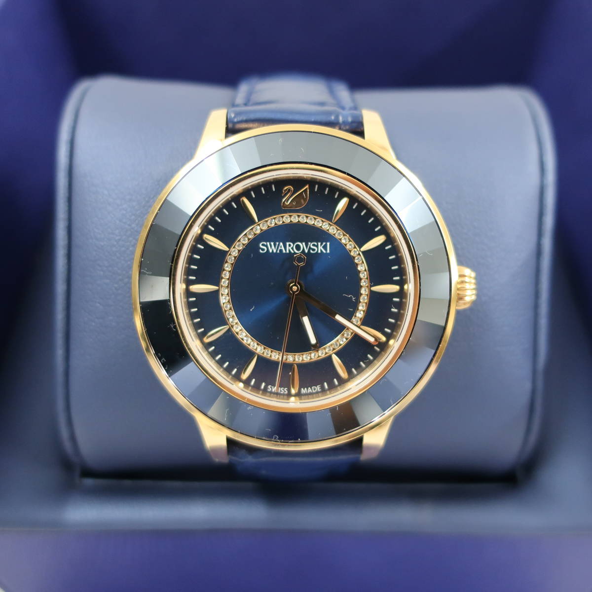 Swarovski Octea Lux Blue Dial Blue Leather Strap Watch for Women - 5414413 Watches Swarovski   