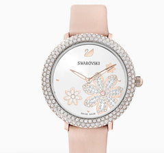 Swarovski Crystal Frost White Dial Pink Leather Strap Watch for Women - 5519223 Watches Swarovski   