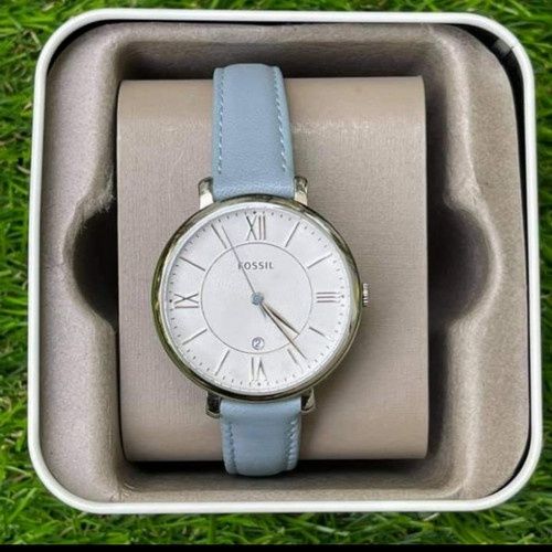 Fossil Jacqueline White Dial Light Blue Leather Strap Watch for Women - ES3821 Watches Fossil   