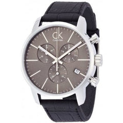 Calvin Klein City Chronograph Black Dial Black Leather Strap Watch for Men - K2G271C3 Watches Calvin Klein   