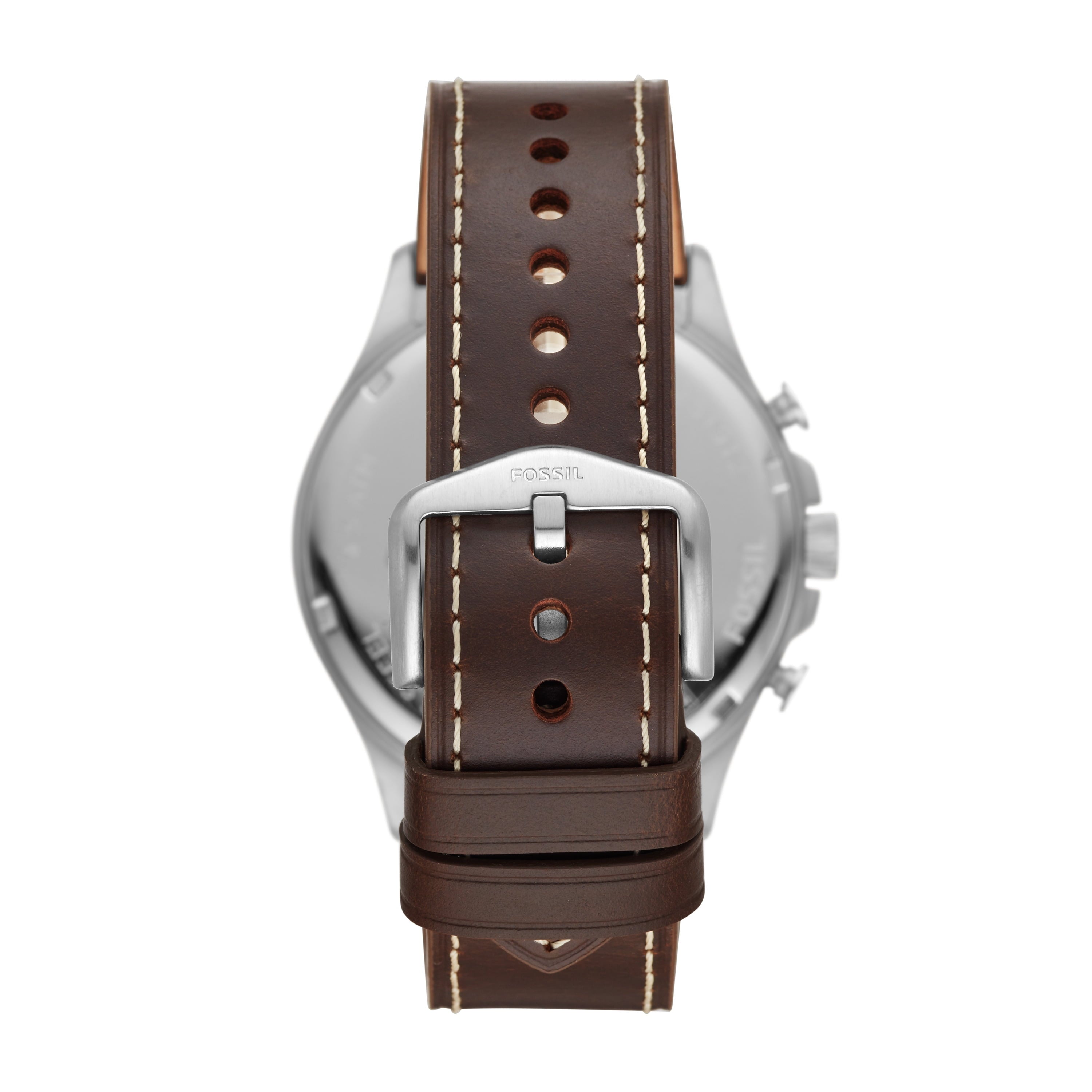 Fossil Forrester Chronograph Cream Dial Brown Leather Strap Watch for Men - FS5696 Watches Fossil   