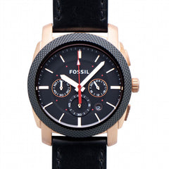 Fossil Machine Chronograph Black Dial Black Leather Strap Watch for Men - FS5120 Watches Fossil   