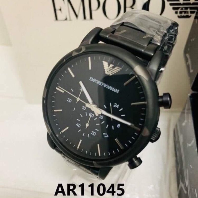 Emporio Armani Luigi Chronograph Black Dial Black Stainless Steep Strap Watch For Men - AR11045 Watches Emporio Armani   