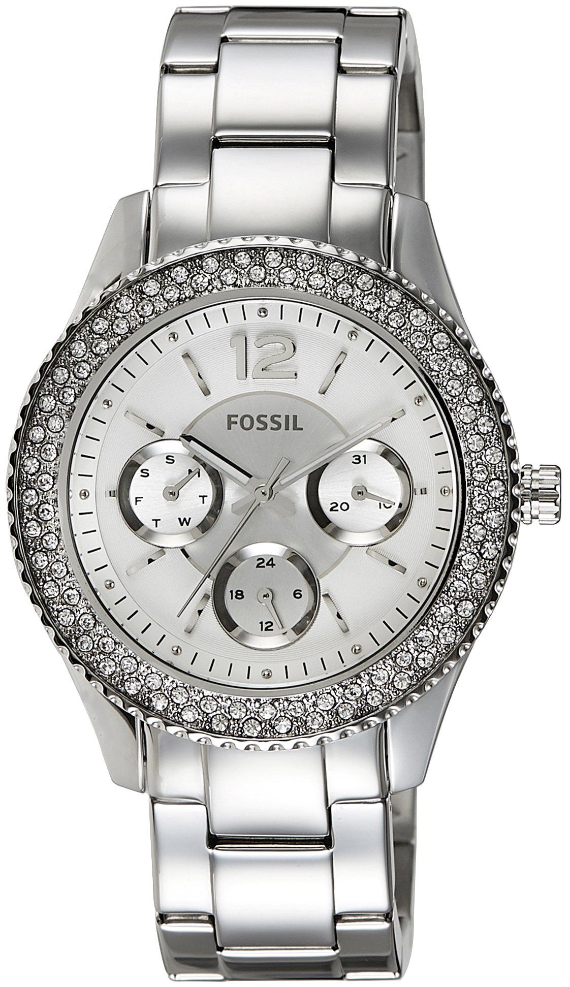 Fossil Stella Silver Dial Silver Steel Strap Watch for Women - ES3588 Watches Fossil   