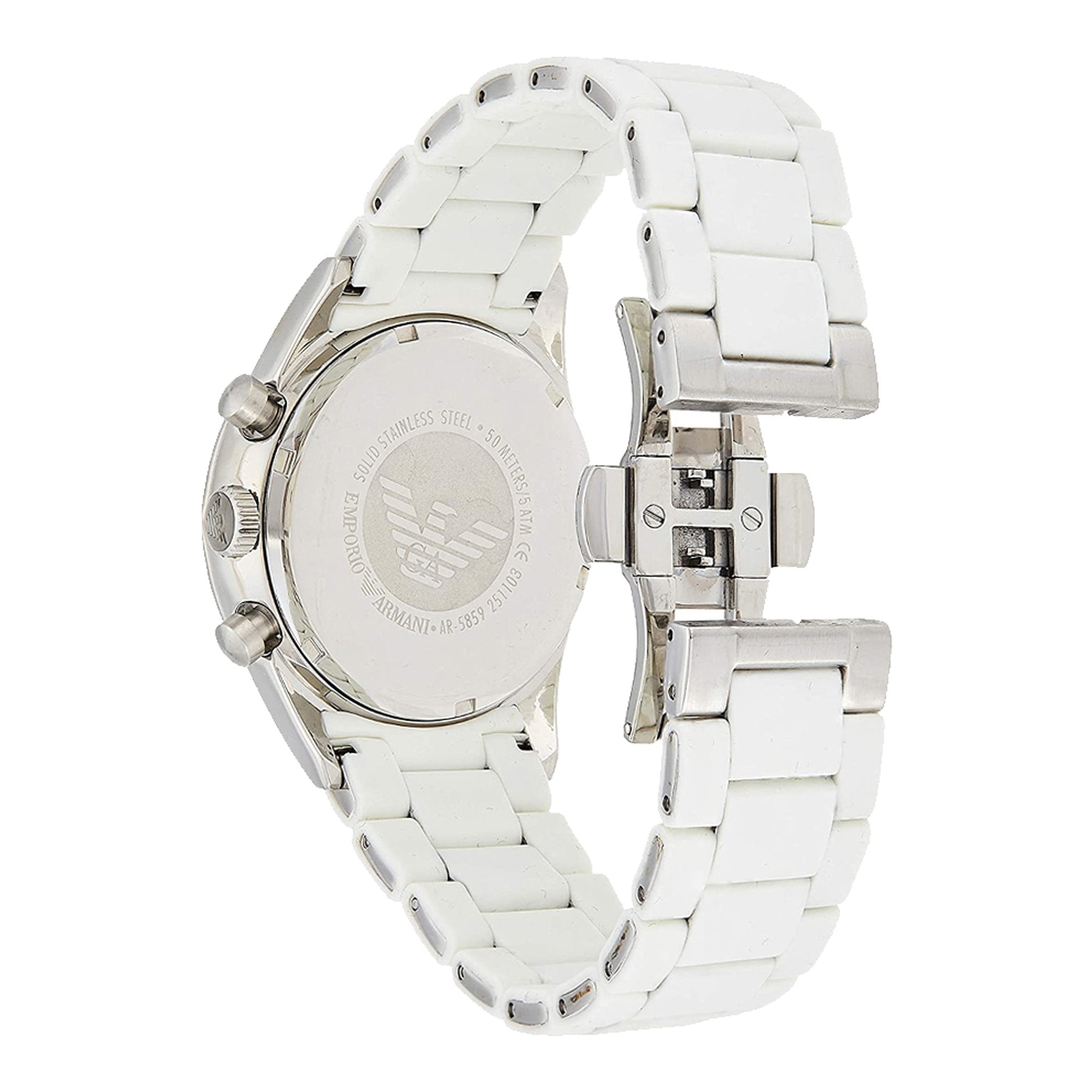 Emporio Armani Sport Chronograph White Dial White Silicone Strap Watch For Men - AR5859 Watches Emporio Armani   