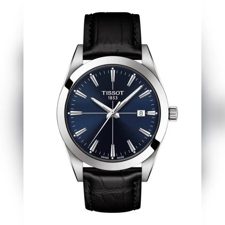 Tissot Gentlemen Blue Dial Black Leather Strap Watch for Men - T127.410.16.041.01 Watches Tissot   