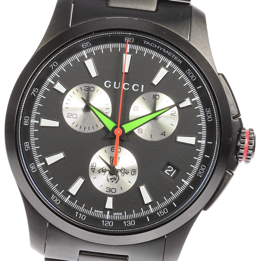 Gucci G-Timeless Chronograph Black Dial Black Steel Strap Watch For Men - YA126268 Watches Gucci   