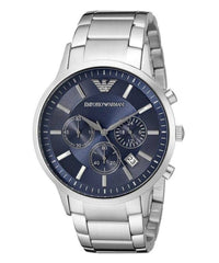 Emporio Armani Renato Chronograph Blue Dial Stainless Steel Strap Watch For Men - AR2448 Watches Emporio Armani   