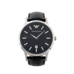 Emporio Armani Renato Black Dial Leather Strap Watch For Men - AR2411 Watches Emporio Armani   