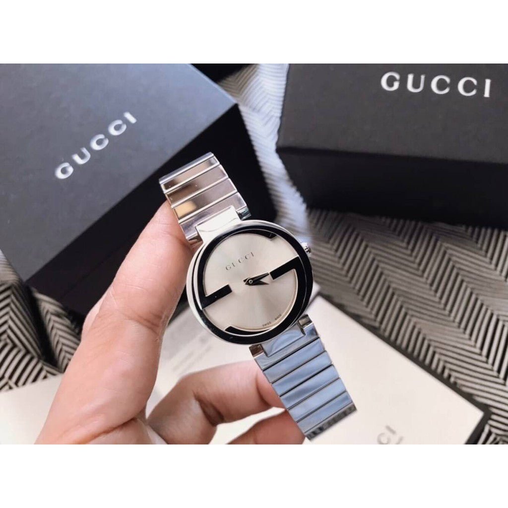 Gucci G Interlocking Silver Dial Silver Steel Strap Watch For Women - YA133503 Watches Gucci   