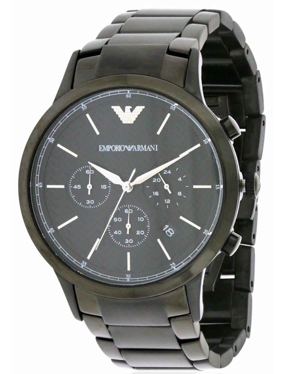 Emporio Armani Dress Chronograph Quartz Black Dial Black Stainless Steel Strap Watch For Men - AR2485 Watches Emporio Armani   