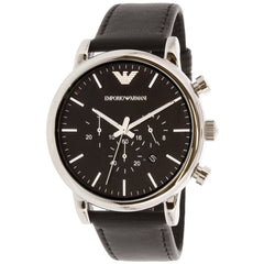 Emporio Armani Luigi Chronograph Black Dial Black Leather Watch For Men - AR1828 Watches Emporio Armani   