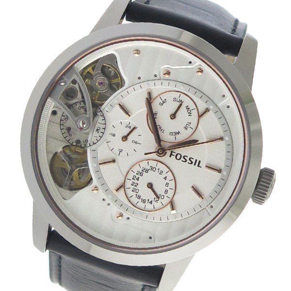 Fossil Townsman Twist Multifunction White Dial Black Leather Strap Watch for Men - ME1164 Watches Fossil   