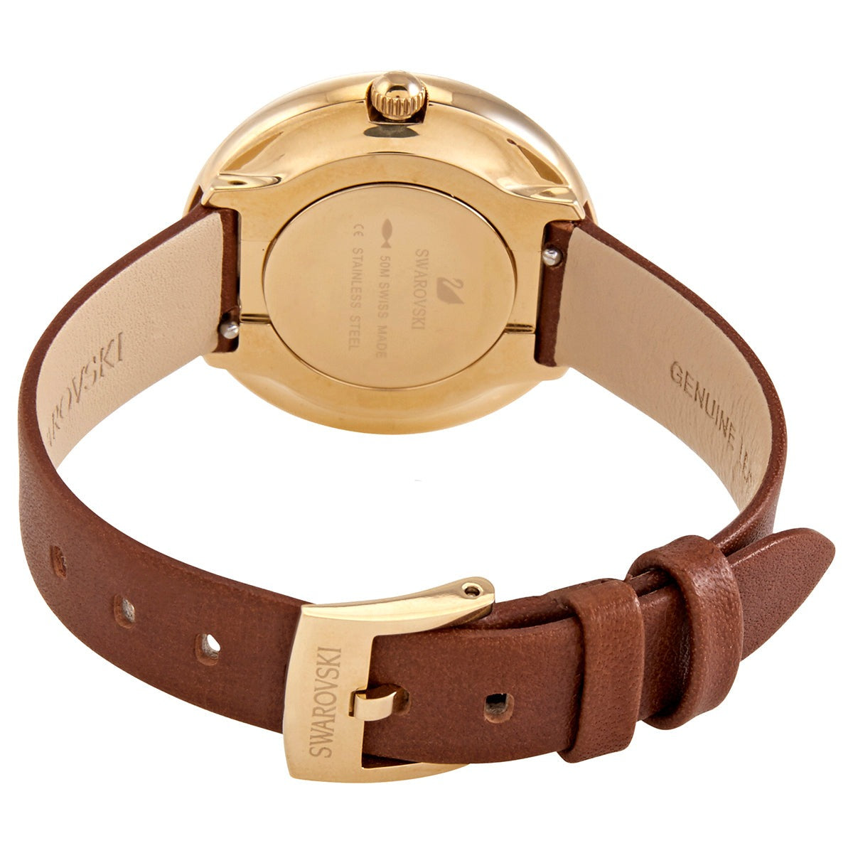 Swarovski Crystalline Pure White Dial Brown Leather Strap Watch for Women - 5275040 Watches Swarovski   