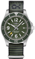 Breitling Superocean Automatic 44mm Outerknown Green Dial Green Nylon Strap Watch for Men - A17367A11L1W1 Watches Breitling   