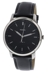 Fossil The Minimalist Three Hand Black Dial Black Leather Strap Watch for Men - FS5398 Watches Fossil   